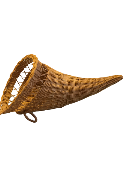Vintage Wicker Cornucopia Horn of Plenty Basket - Thanksgiving Fall - Used - Collectible - Home Decor - Gift for the Vintage Collector