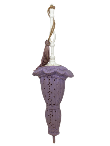  Vintage 1970s AVON Purple Plastic Parasol-Umbrella-Diffuser-Sachet-Pomander Scent Tassel-Used - Collectible - Gift for the Vintage Collector