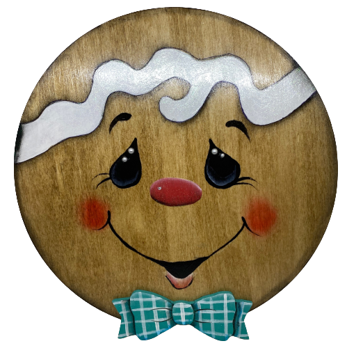 GINGERBREAD FACE Wall Art BOY Hand Painted 12 Inch Round Wood Bling and Glitter Kitchen Decor Holiday Christmas Decor Gift HAPPY SHOPPING {{ JAMsCraftCloset }}