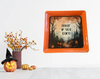 TRAY Orange Plastic Square Decoupaged Hand Painted Upcycled Repurposed Wall Art ENTER IF YOU DARE Home Decor Halloween Decor Wall Art Gift - JAMsCraftCloset