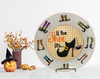 Round Glass Plate Reverse Decoupaged Halloween Holiday IF THE SHOE FITS Farmhouse Country Shelf Sitter Handmade Gift Idea  - JAMsCraftCloset