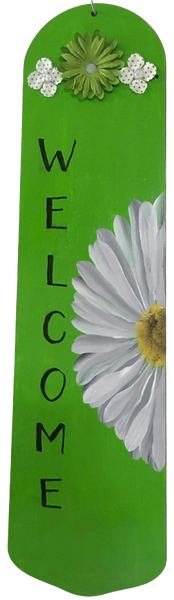 FAN BLADE Wall Art WELCOME DAISY Upcycled Repurposed Ceiling Fan Blade Wall Art Hand Painted Summer Holiday Decor Handmade Home Decor Unique Gift {{ JAMsCraftCloset }}