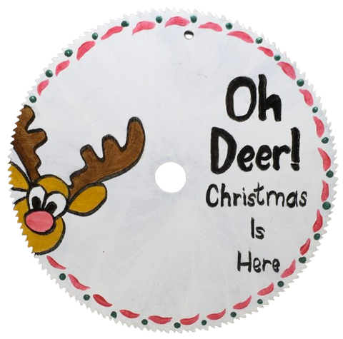 Vintage SAW BLADE Round Circular Upcycled Handmade Hand Painted Wall Art OH DEER CHRISTMAS IS HEREHome Decor Saw Wall Hanging Sawblade Art Metal Art Blade Art Circular Saw Art Crafters Delight Unique Gift CHRISTMAS HOLIDAY Decor {{ JAMsCraftCloset }}