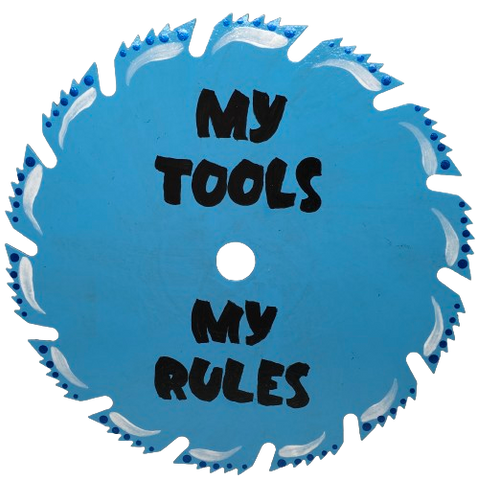 Vintage SAW BLADE Round Circular Upcycled Handmade Hand Painted Wall Art MY TOOLS MY RULES Home Decor Saw Wall Hanging Sawblade Art Metal Art Blade Art Circular Saw Art Crafters Delight Unique Gift For Men or Workshop Decor {{ JAMsCraftCloset }}