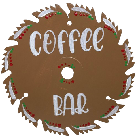 Vintage SAW BLADE Round Circular Upcycled Handmade Hand Painted Wall Art COFFEE BAR Home Decor Saw Wall Hanging Sawblade Art Metal Art Blade Art Circular Saw Art Crafters Delight Unique Chef Gift Kitchen Decor {{ JAMsCraftCloset }}