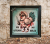 Wood Wall Art Plaque MY KITCHEN MY RULES Hen With Knife Square Decoupaged Kitchen Home Decor Gift Idea Positive Saying - JAMsCraftCloset