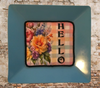 TRAY Pale Blue Plastic Square Decoupaged Hand Painted Upcycled Repurposed Wall Art SPRING FLORAL - HELLO Home Decor Wall Art Gift - JAMsCraftCloset