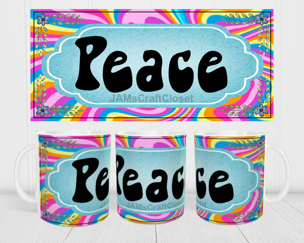 MUG Coffee Full Wrap Sublimation Digital Graphic Design Download PEACE 2 SVG-PNG Kitchen Decor Gift Crafters Delight {{ JAMsCraftCloset }}