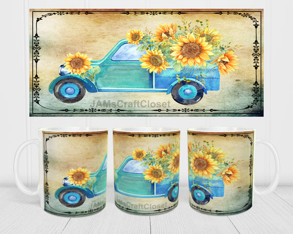MUG Coffee Full Wrap Sublimation Digital Graphic Design Download SUNFLOWER 2 SVG-PNG Crafters Delight {{ JAMsCraftCloset }}
