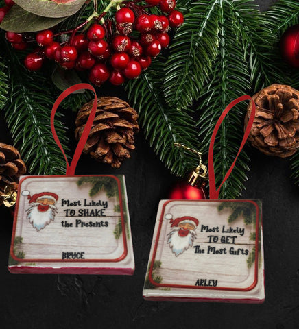 HOLIDAYS Ceramic Tile Christmas Ornament MOST LIKELY 1 Gift Tree Decor Stocking Stuffer Crafters Delight {{ JAMsCraftCloset }}