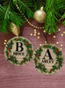 Christmas Personalized Ornament Handmade INITIAL AND NAME WREATH Large Round Wooden Sublimation Large Holiday Tree Decoration GIFT Crafters Delight {{ JAMsCraftCloset }}