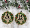 Christmas Personalized Ornament Handmade INITIAL AND NAME WREATH Large Round Wooden Sublimation Large Holiday Tree Decoration GIFT Crafters Delight {{ JAMsCraftCloset }}