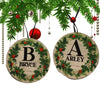 Christmas Personalized Ornament Handmade INITIAL AND NAME WREATH Large Round Wooden Sublimation Large Holiday Tree Decoration GIFT Crafters Delight {{ JAMsCraftCloset }}
