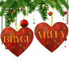 Christmas Personalized Ornament Handmade NAME ON HEART RED GOLD BLING Large HEART SHAPED Wooden Sublimation Large Holiday Tree Decoration GIFT Crafters Delight {{ JAMsCraftCloset }}