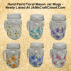 Mugs Mason Jar Drinking Jar Hand Painted Floral Aqua Yellow Purple Pink Blue Golden Harvest Unique Gift Idea {{ JAMsCraftCloset }}