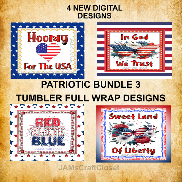 BUNDLE TUMBLERS PATRIOTIC 3 Digital Graphic Designs Positive Saying Home Decor Downloads SVG PNG JPEG Files Sublimation Design Crafters Delight {{ JAMsCraftCloset }}