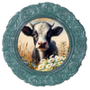 ROUND Digital Graphic Design COW WITH DAISIES Floral Wedding Gift First Home Sublimation Decoupage PNG SVG Country Farmhouse Home Kitchen Decor Wall Art Shelf Sitter Gift Crafters Delight - JAMsCraftCloset