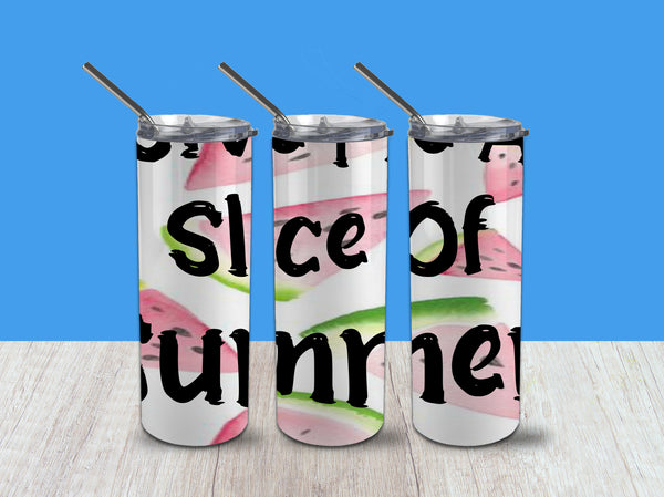 TUMBLER Full Wrap Sublimation Digital Graphic Design Download GIVE ME A SLICE OF SUMMER SVG-PNG Kitchen Patio Porch Decor Gift Picnic Crafters Delight {{ JAMsCraftCloset }}