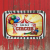 TRAY WHITE  GRAY STRIPED Plastic Rectangle Decoupaged Upcycled Repurposed Circus Theme LIFE IS A CIRCUS Wall Art Shelf Sitter Decor Wall Art Gift - JAMsCraftCloset