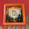 TRAY Orange Plastic Square Decoupaged Hand Painted Upcycled Repurposed Wall Art ENTER IF YOU DARE Home Decor Halloween Decor Wall Art Gift - JAMsCraftCloset