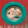 PLATE CHARGER TEAL AQUA PLASTIC ROUND DECOUPAGED Upcycled Repurposed Wall Art or Shelf Sitter YOU GIVE ME ENDLESS BUTTERFLIES Home Decor Wall Art Gift WEDDING - JAMsCraftCloset