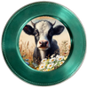 ROUND Digital Graphic Design COW WITH DAISIES Floral Wedding Gift First Home Sublimation Decoupage PNG SVG Country Farmhouse Home Kitchen Decor Wall Art Shelf Sitter Gift Crafters Delight - JAMsCraftCloset