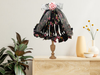 Rag Lampshade Handmade Black With Red and Pink Roses Print Cottage Chic Lighting Bedroom Home Decor Lighting Gift Idea - JAMsCraftCloset