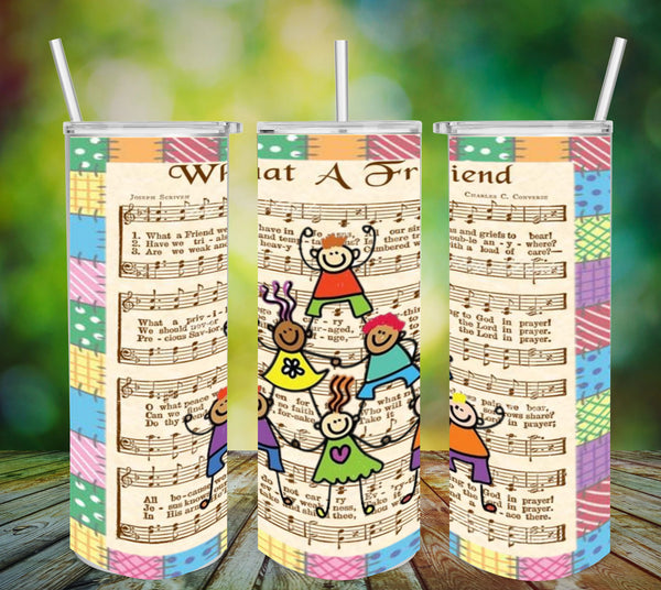 TUMBLER Full Wrap Sublimation Digital Graphic Design Hymnal Sheet Music Faith Bible Download WHAT A FRIEND WE HAVE IN JESUS SVG-PNG Home Decor Gift Crafters Delight {{ JAMsCraftCloset }}