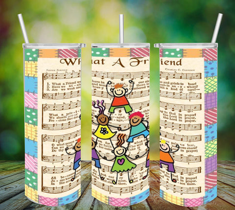 TUMBLER Full Wrap Sublimation Digital Graphic Design Hymnal Sheet Music Faith Bible Download WHAT A FRIEND WE HAVE IN JESUS SVG-PNG Home Decor Gift Crafters Delight {{ JAMsCraftCloset }}