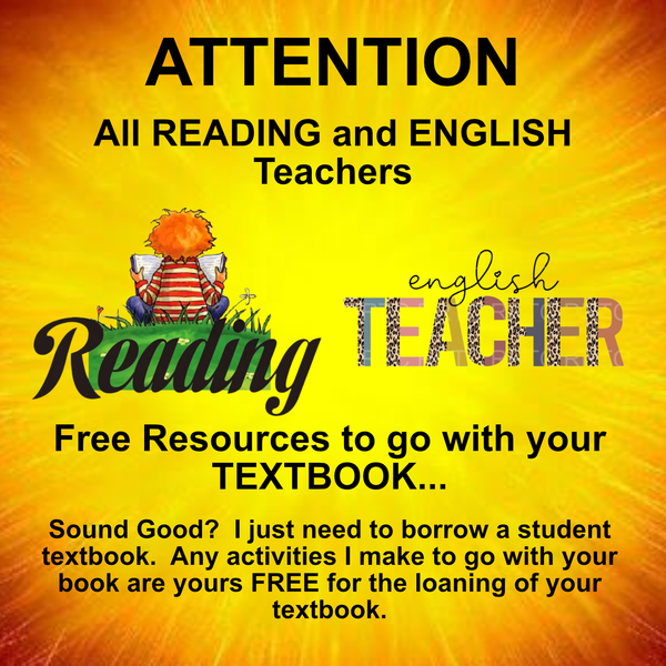 FREE TEACHER RESOURCES With Your Help - Student TEXTBOOK Needed - Reading/Language Arts - Will Try Science/History - WIN/WIN for US Both {{ JAMsCraftCloset }}