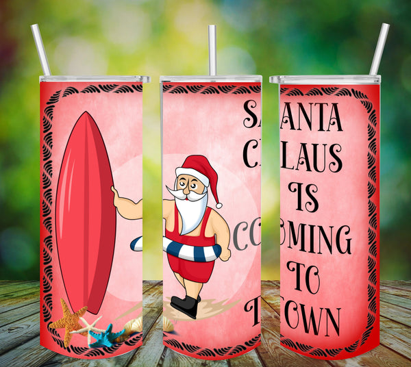 TUMBLER Full Wrap Sublimation Digital Graphic Design Download SANTA CLAUS IS COMING TO TOWN SVG-PNG Kitchen Christmas Design Patio Porch Decor Gift Crafters Delight {{ JAMsCraftCloset }}