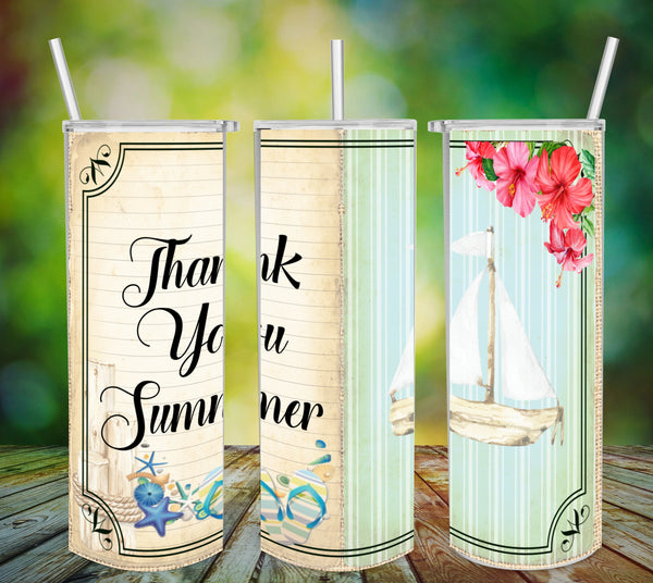 TUMBLER Full Wrap Sublimation Digital Graphic Design Download THANK YOU SUMMER SVG-PNG Kitchen Patio Porch Decor Gift Picnic Crafters Delight {{ JAMsCraftCloset }}