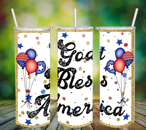 TUMBLER Full Wrap Sublimation Digital Graphic Design PATRIOTIC DESIGNS FROM BUNDLE 1 Download GOD BLESS AMERICA SVG-PNG Patio Porch Decor Gift Picnic Crafters Delight {{ JAMsCraftCloset }}