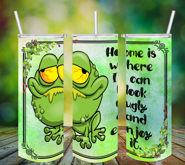 TUMBLER Full Wrap Sublimation Digital Graphic Design FROM BUNDLE 1 FUNNY Design Download HOME IS WHERE I CAN LOOK UGLY SVG-PNG Patio Porch Home Decor Gift Crafters Delight {{ JAMsCraftCloset }}
