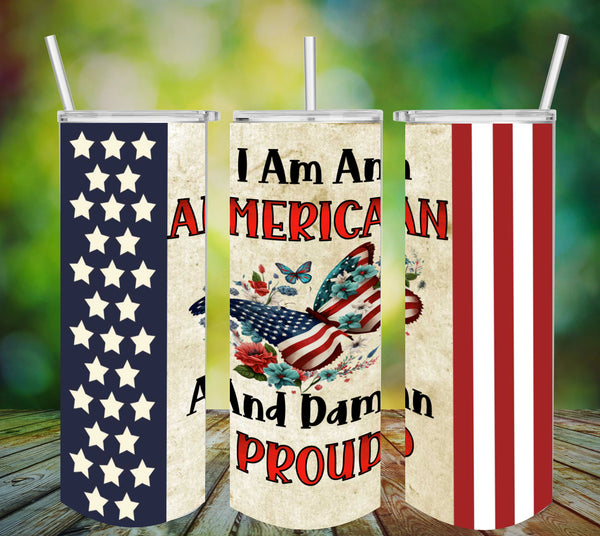 TUMBLER Full Wrap Sublimation Digital Graphic Design PATRIOTIC DESIGNS FROM BUNDLE 4 Download I AM AN AMERICAN SVG-PNG Patio Porch Decor Gift Picnic Crafters Delight {{ JAMsCraftCloset }}