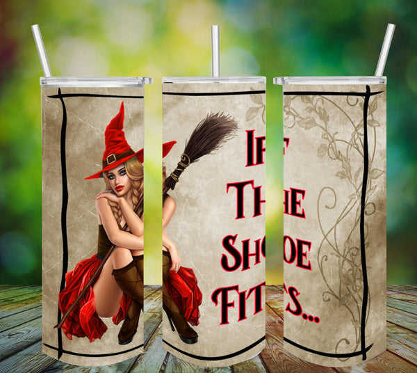 TUMBLER Full Wrap Sublimation Digital Graphic Design HALLOWEEN DESIGNS FROM BUNDLE 1 Download IF THE SHOE FITS SVG-PNG Patio Porch Decor Gift Picnic Crafters Delight {{ JAMsCraftCloset }}