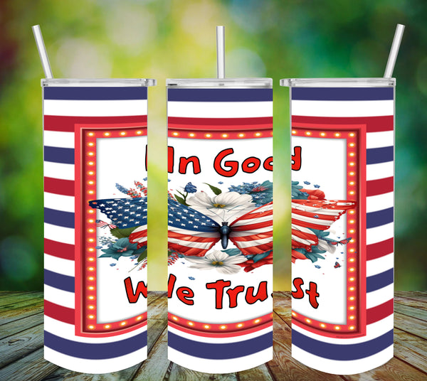 TUMBLER Full Wrap Sublimation Digital Graphic Design PATRIOTIC DESIGNS FROM BUNDLE 3 Download IN GOD WE TRUST SVG-PNG Patio Porch Decor Gift Picnic Crafters Delight {{ JAMsCraftCloset }}