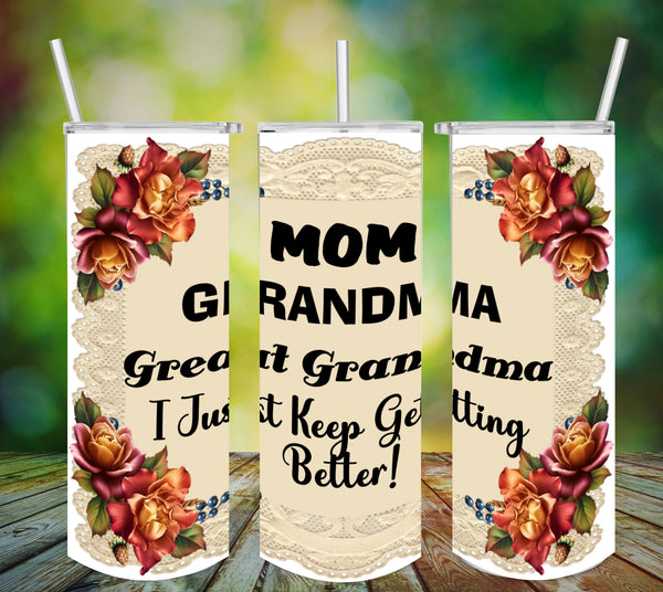 TUMBLER Full Wrap Sublimation Digital Graphic Design MOM and GRANDMA DESIGNS FROM BUNDLE 2 Download MOM - GRANDMA - GREAT GRANDMA SVG-PNG Home Decor Gift Mothers Day Crafters Delight {{ JAMsCraftCloset }}