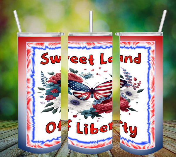 TUMBLER Full Wrap Sublimation Digital Graphic Design PATRIOTIC DESIGNS FROM BUNDLE 3 Download SWEET LAND OF LIBERTY SVG-PNG Patio Porch Decor Gift Picnic Crafters Delight {{ JAMsCraftCloset }}