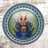 PLATE PLASTIC ROUND Decoupaged Hand Painted Upcycled Repurposed Wall Art BUNNY BLUE FLORAL Home Decor Spring Easter Wall Art Gift - JAMsCraftCloset