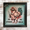 Wood Wall Art Plaque MY KITCHEN MY RULES Hen With Knife Square Decoupaged Kitchen Home Decor Gift Idea Positive Saying - JAMsCraftCloset