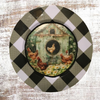 PLATE CHARGER BLACK AND WHITE PLAID PLASTIC ROUND DECOUPAGED Upcycled Repurposed Wall Art or Shelf Sitter WELCOME TO THE COOP Kitchen Decor Home Decor Wall Art Gift WEDDING - JAMsCraftCloset