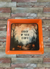 TRAY Orange Plastic Square Decoupaged Hand Painted Upcycled Repurposed Wall Art ENTER IF YOU DARE Home Decor Halloween Decor Wall Art Gift - JAMsCraftCloset
