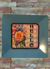 TRAY Pale Blue Plastic Square Decoupaged Hand Painted Upcycled Repurposed Wall Art SPRING FLORAL - HELLO Home Decor Wall Art Gift - JAMsCraftCloset