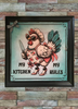 Wood Wall Art Plaque MY KITCHEN MY RULES Hen With Knife Square Decoupaged Kitchen Home Decor Gift Idea Positive Saying - JAMsCraftCloset