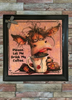 Wood Wall Art Plaque LET ME DRINK MY COFFEE Square Decoupaged Kitchen Home Decor Gift Idea Positive Saying - JAMsCraftCloset