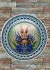 PLATE PLASTIC ROUND Decoupaged Hand Painted Upcycled Repurposed Wall Art BUNNY BLUE FLORAL Home Decor Spring Easter Wall Art Gift - JAMsCraftCloset