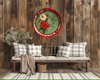 TRAY RED RED GREEN PLASTIC ROUND Decoupaged Hand Painted Upcycled Repurposed POINSETTIAS - TIDINGS OF JOY Home Decor Christmas Wall Art Shelf Sitter Gift - JAMsCraftCloset