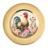 ROUND Digital Graphic Design ROOSTER WITH PINK ROSES Sublimation PNG SVG Lake House Sign Farmhouse Country Home Cabin KITCHEN Wall Art Decor Wreath Design Gift Crafters Delight HAPPY CRAFTING {{ JAMsCraftCloset }}