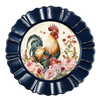 ROUND Digital Graphic Design ROOSTER WITH PINK ROSES Sublimation PNG SVG Lake House Sign Farmhouse Country Home Cabin KITCHEN Wall Art Decor Wreath Design Gift Crafters Delight HAPPY CRAFTING {{ JAMsCraftCloset }}